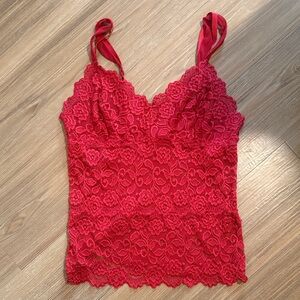 Red Lace Going Out Elegant Camisole Medium Tank Top